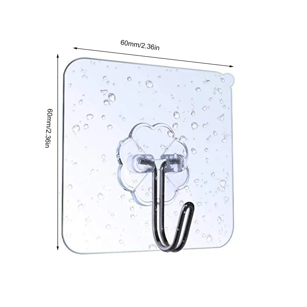 

24Pcs Wall Hooks Transparent Durable Strong Self Adhesive Door Hangers Hook Kitchen Bathroom Office Seamless Hanging Hook Rack