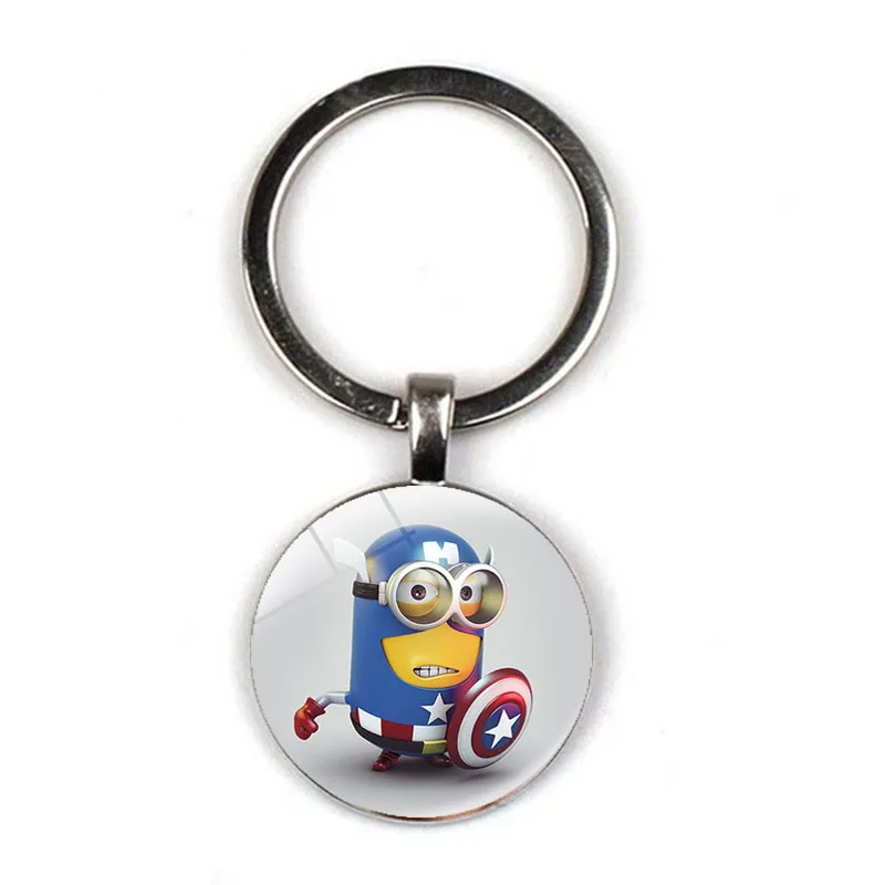 7 Despicable Me Minion Action Movie Glass Cabochon Keychains for Kid - Цвет: 7