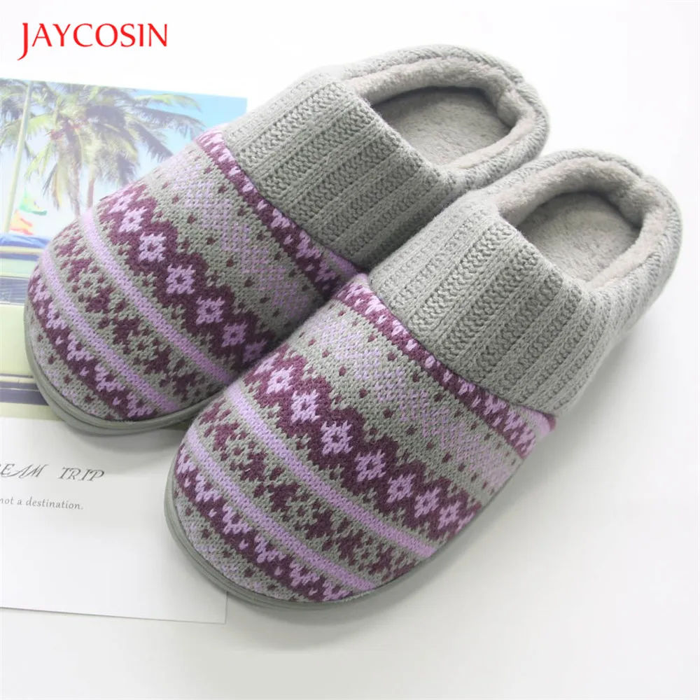 Jaycosin/женские тапочки с этническим принтом Зимние меховые шлепанцы Большие