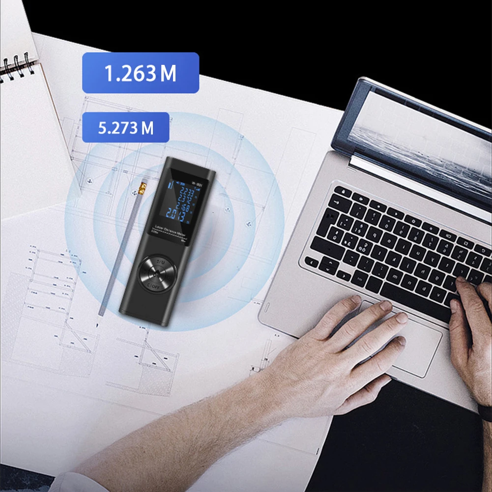 Мини ручной 40 м умный цифровой лазерный дальномер Портативный usb зарядка измеритель расстояния