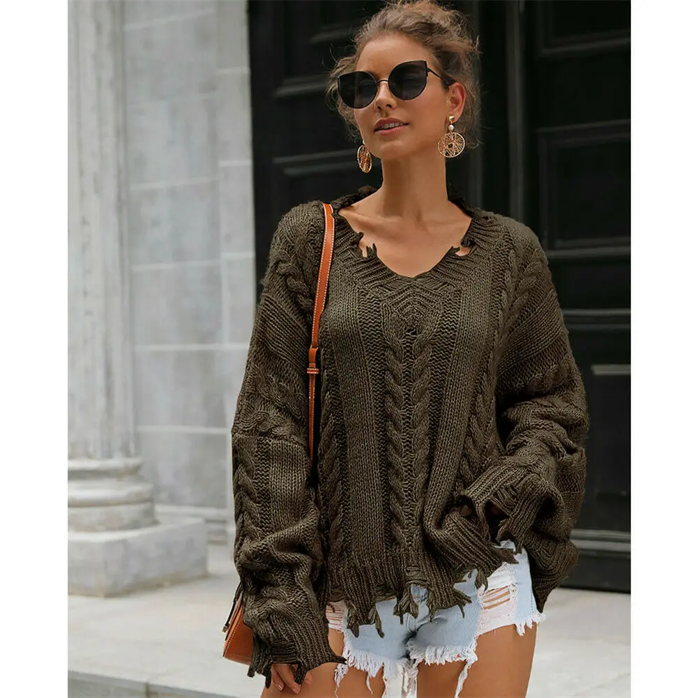 Women Fashion Casual V Neck Sweaters Autumn Ladies Long Sleeve Tops | Женская одежда