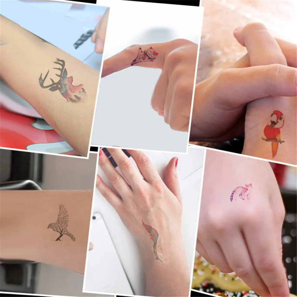 3 листа временные тату наклейки на тело для мужчин и женщин цветной олень кошка