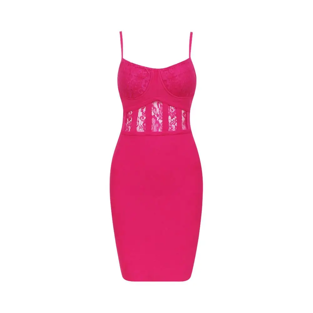 H276-Hot Pink Летний стиль, Сексуальное желтое кружевное женское Бандажное платье, дизайнерское модное вечернее платье знаменитостей, Vestido - Цвет: H276-Hot Pink