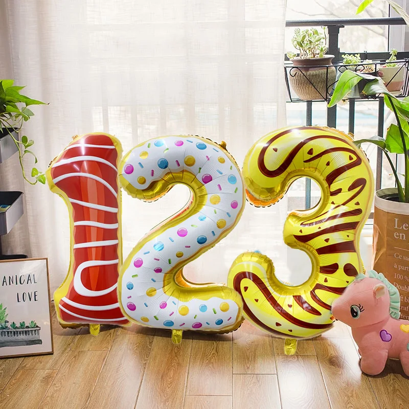 32-дюймовый имитация мороженого цифровой алюминиевый воздушный шар Пончик