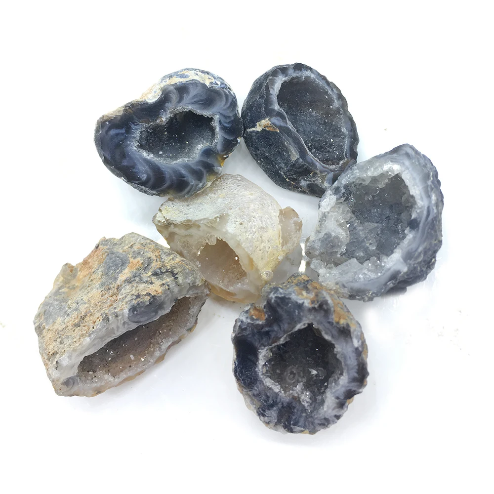 Случайный Природный Agate фрагмент жеоды Drusy Raw камень кварц Кристалл Cluster