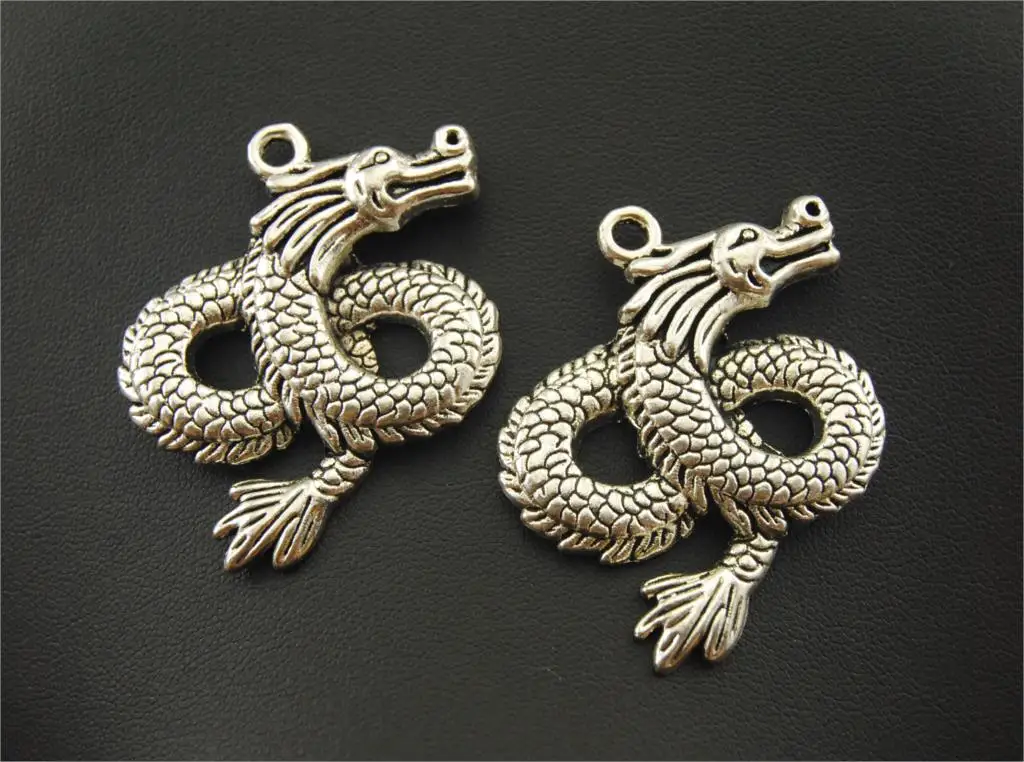 2 шт. подвески в виде китайского дракона серебряного цвета|pendants for bracelets|silver dragon
