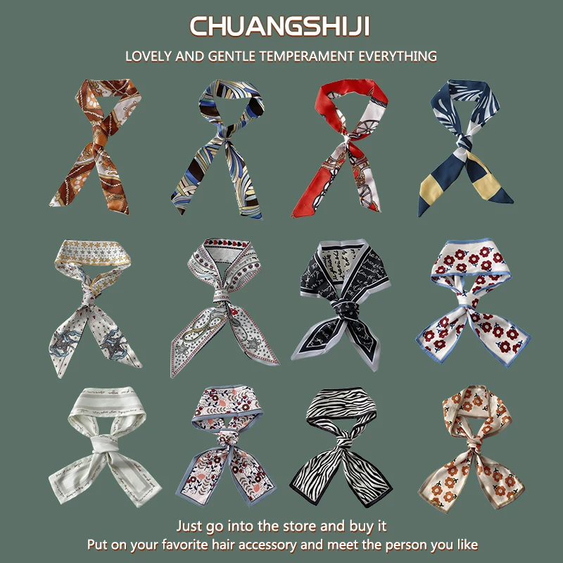 Шелковый шарф повязка для волос Женские аксессуары неувядающая на голову