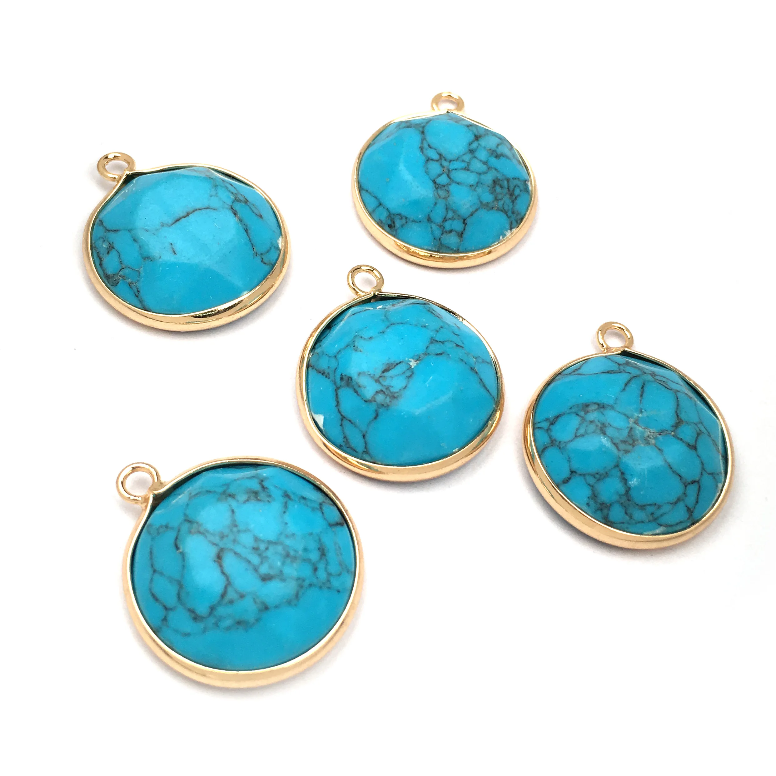 

2020 Round Natural Stone Pendants & Necklace Charms Pendants for Jewelry Making Stainless Steel Jewelry Necklace White/blue