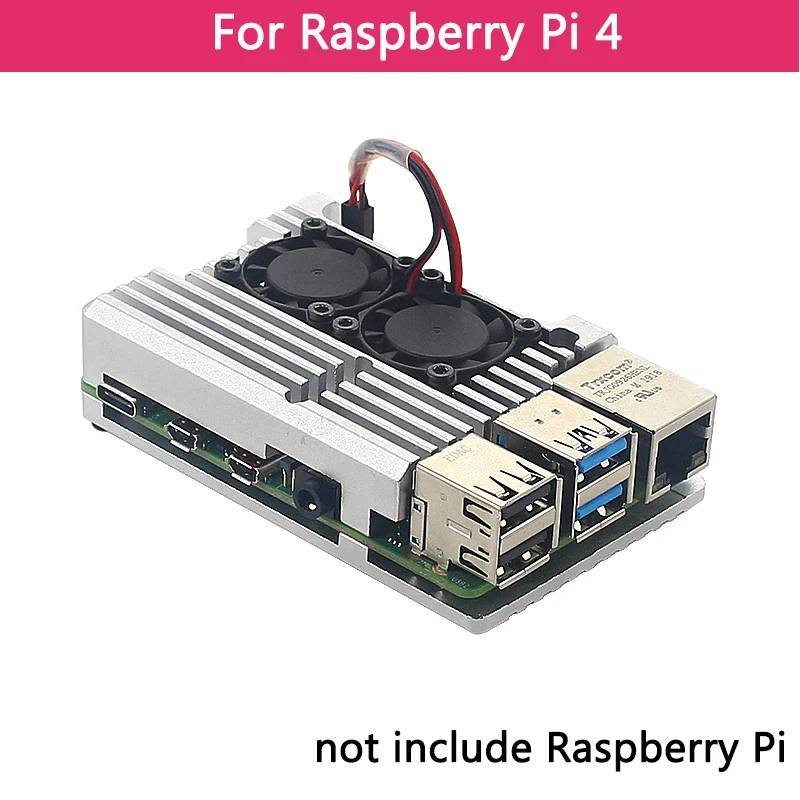 for 4B Silver Двойные вентиляторы Raspberry Pi 4 модели B/3B+/3B 4 цвета Алюминий металлический чехол с супер два охлаждающим вентилятором+ радиаторы для Raspberry Pi 4/3 - Цвет: for 4B Silver