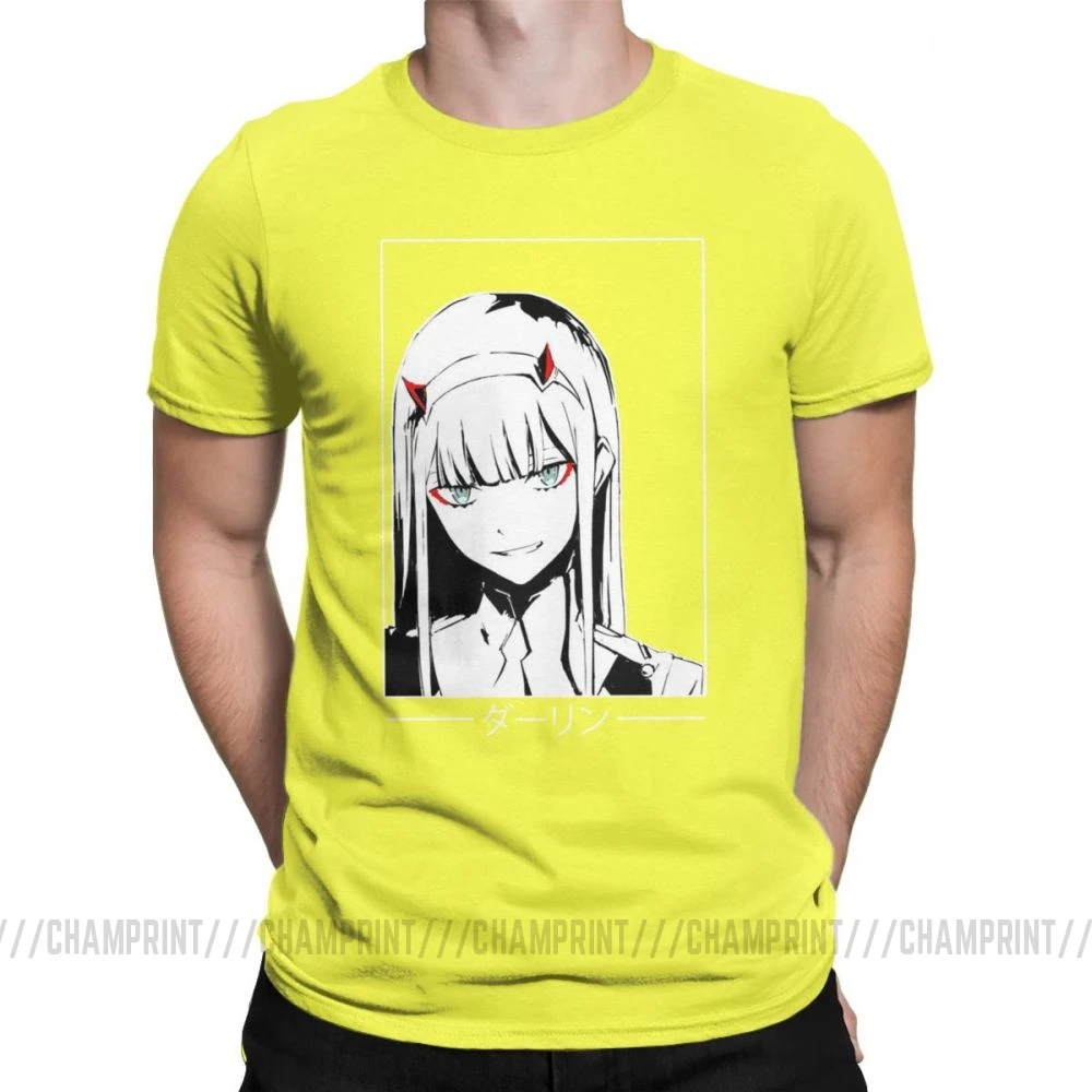 Цвет: желтый Крутая футболка Zero Two Darling In The Franxx Movie, футболка для мужчин, хлопок, футболки смешного размера плюс, топы, Новое поступление одежда - Цвет: Цвет: желтый
