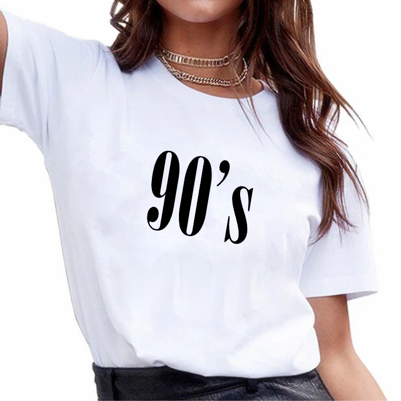 Женская футболка с буквенным принтом 90 летняя мода 2020 коротким рукавом Kawaii