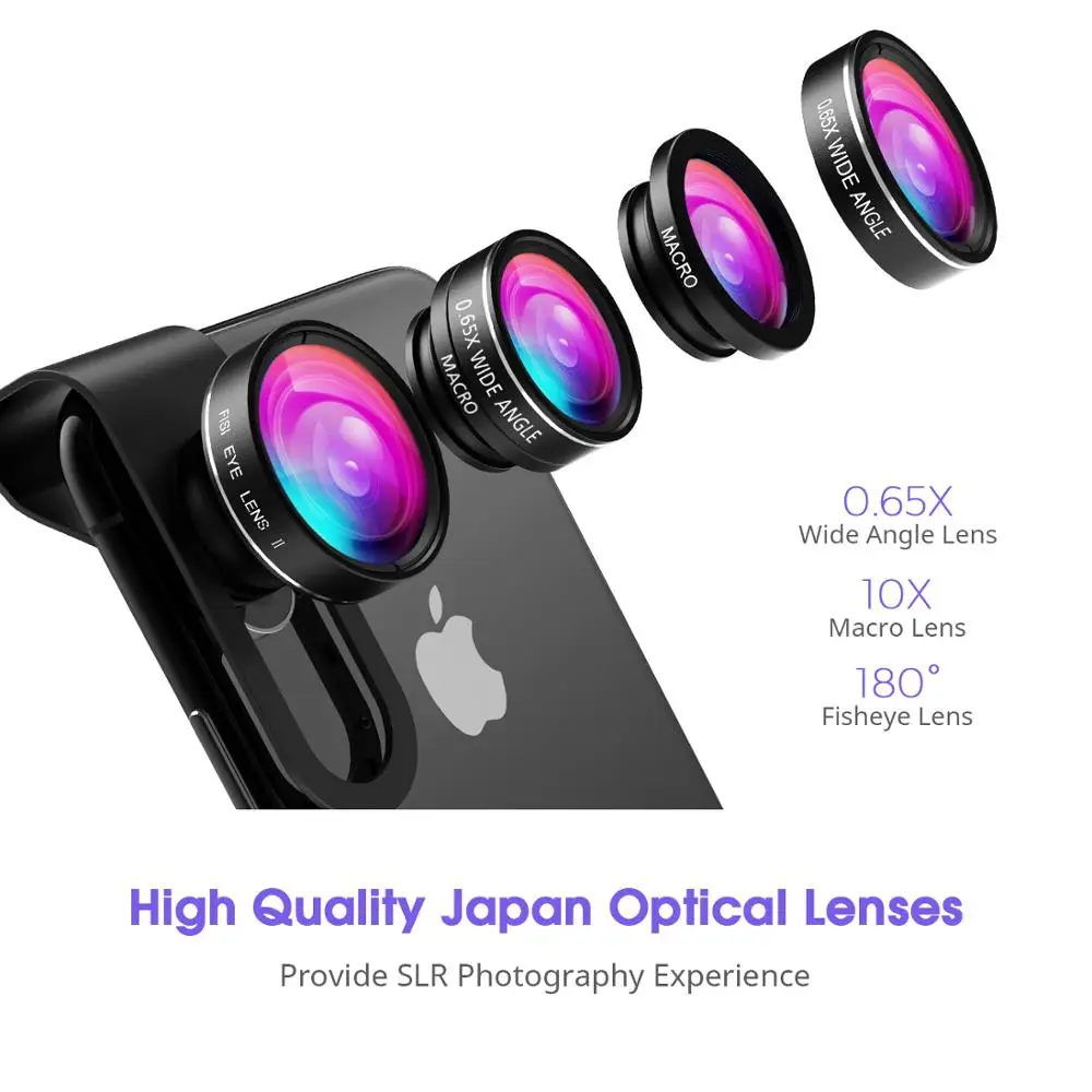 Комплект объективов VicTsing 3 в 1 для камеры телефона алюминиевый Объектив рыбий