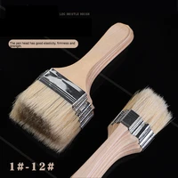 12pcssetwatercolor oil art paint brush pig bristle painting art brush easy to clean wooden cleaning brush bbq scrubbing brush