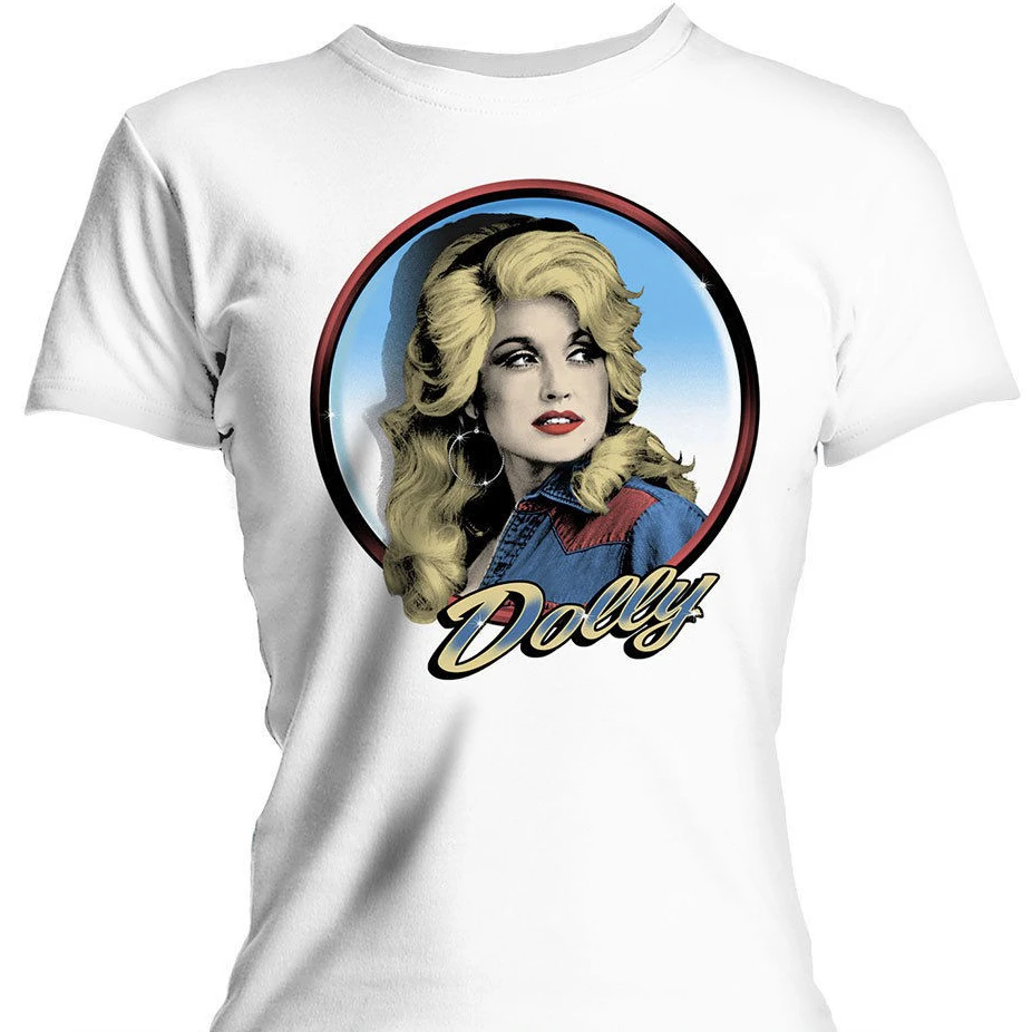 

Women'S Tee Dolly Parton Silver Loop Ladies White Short Sleeve T Shirt Women Girls Official 2018 Summer Women Novelty 034105
