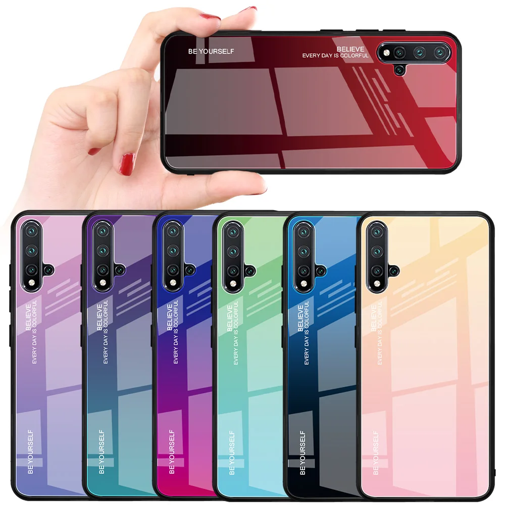Градиентный стеклянный задний Чехол для Huawei Nova 5 Pro 5i 5T Mate 30 P20 Lite Honor 20 10i 20i Y9 Prime 2019