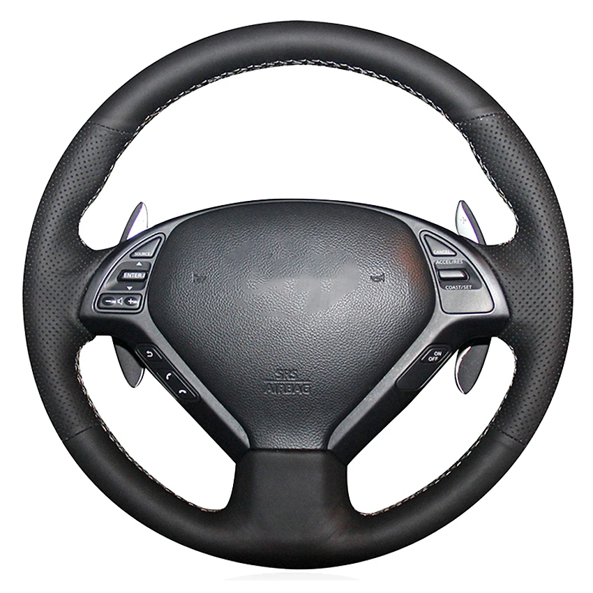 

Black Artificial Leather Hand-stitched Car Steering Wheel Cover For Infiniti G25 G35 G37 EX EX35 EX37 Q Q40 Q60 QX50 (US)