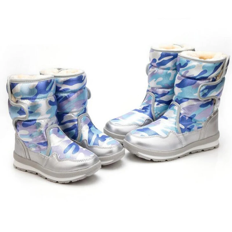 Детские зимние ботинки 2020 модные водонепроницаемые для мальчиков и девочек