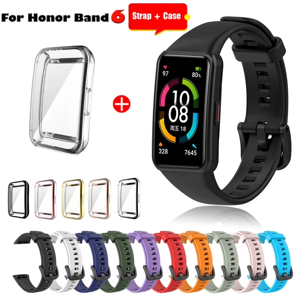 Сменный ремешок для Huawei Honor Band 6, силиконовый ремешок для часов Honor Band 6, ремешок с ТПУ, защитный чехол на весь экран