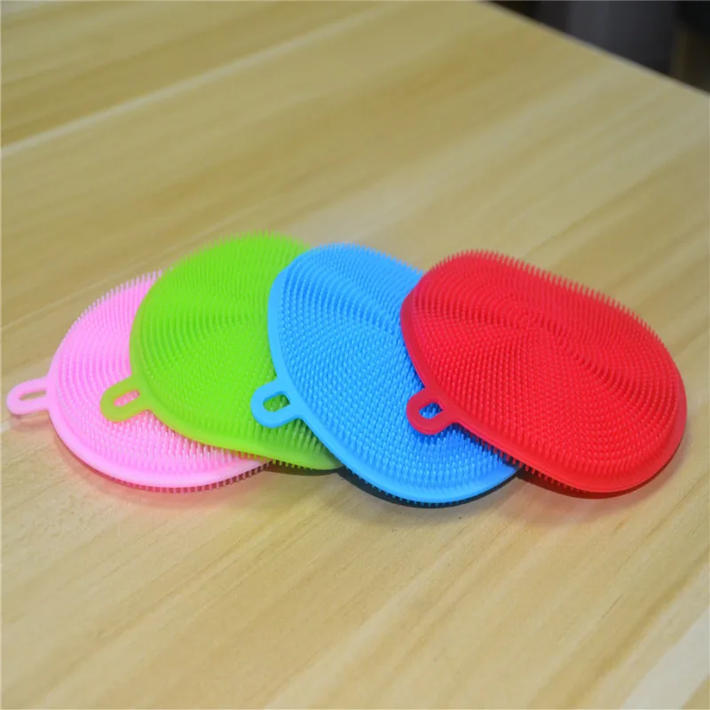 1Pcs High-quality Silicone Fruit and Vegetable Dishwashing Sponge Brush Antibacterial Kitchen Cleaning Pad Accessories | Дом и сад