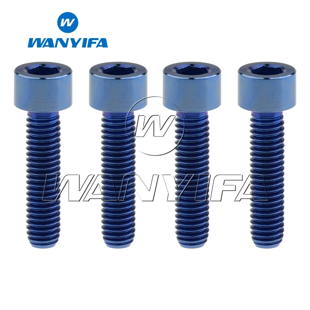 Square Blue Титановый "Wanyifa" болты M6x25mm шестигранный винт для велосипеда ободного тормоза винт 4 шт - Цвет: Square Blue