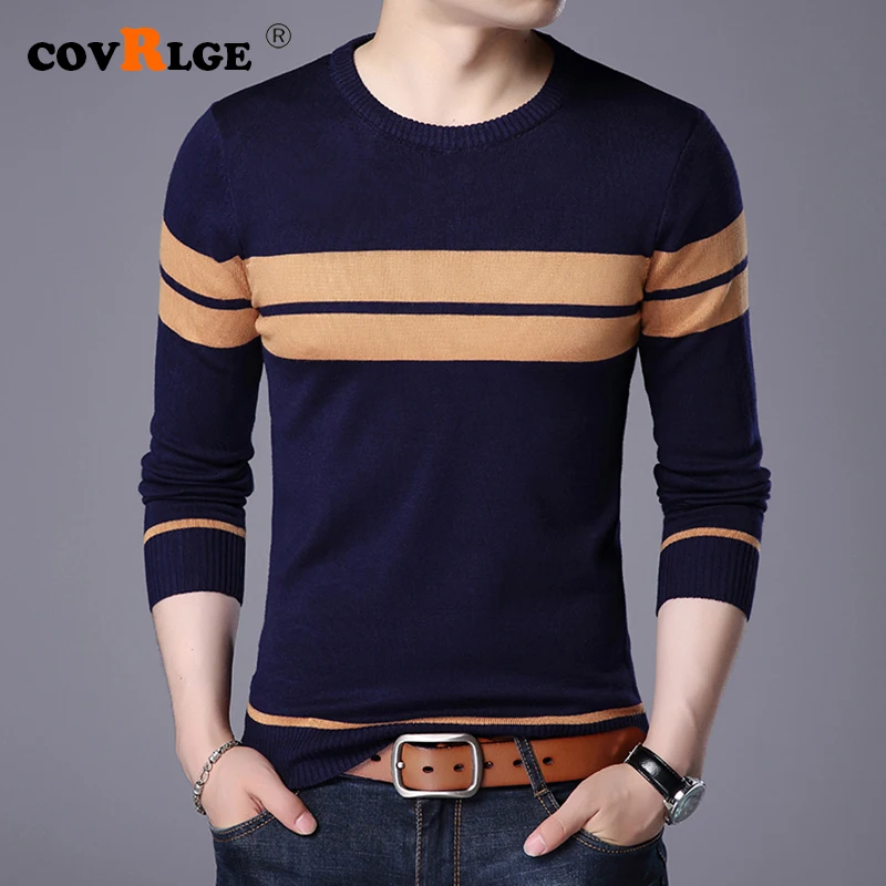 Covrlge Sweater Men 2019 New Casual Pullover Autumn Round Neck Patchwork Quality Knitted Brand Male Plus Size MZL051 | Мужская одежда