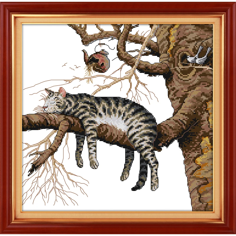 

Everlasting Love Christmas A Lazy Cat Chinese Cross Stitch Kits Ecological Cotton Counted Stamped 14CT New Store Sales Promotion