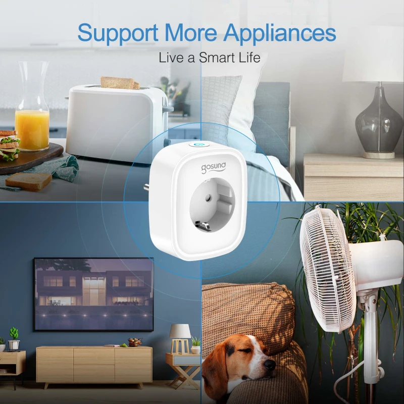 

2021 Gosund Tuya WiFi Smart Socket Remote Switch / Time Setting Control Energy Monitoring Plugs For Alexa Google No Hub Required