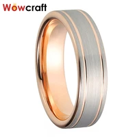 6mm rose gold men women wedding band rings double grooved pip cut tungsten carbide band matte surface comfort fit