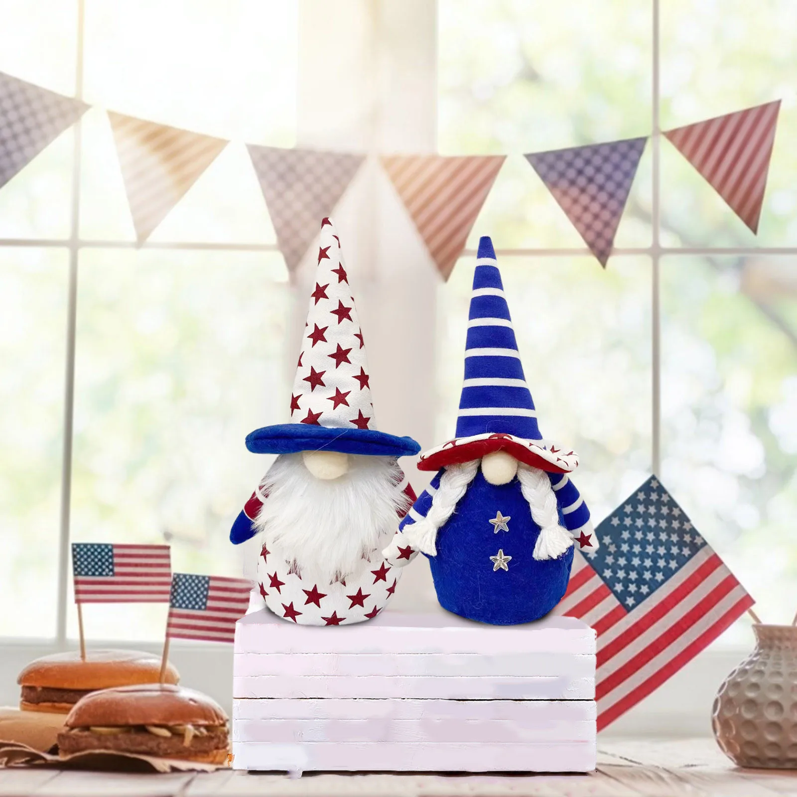 

2PCS Patriotic Gnome Plush Election Decoration Living Room Desktop Decoration Home Bedroom Decor Doll Holiday Gifts For Kids