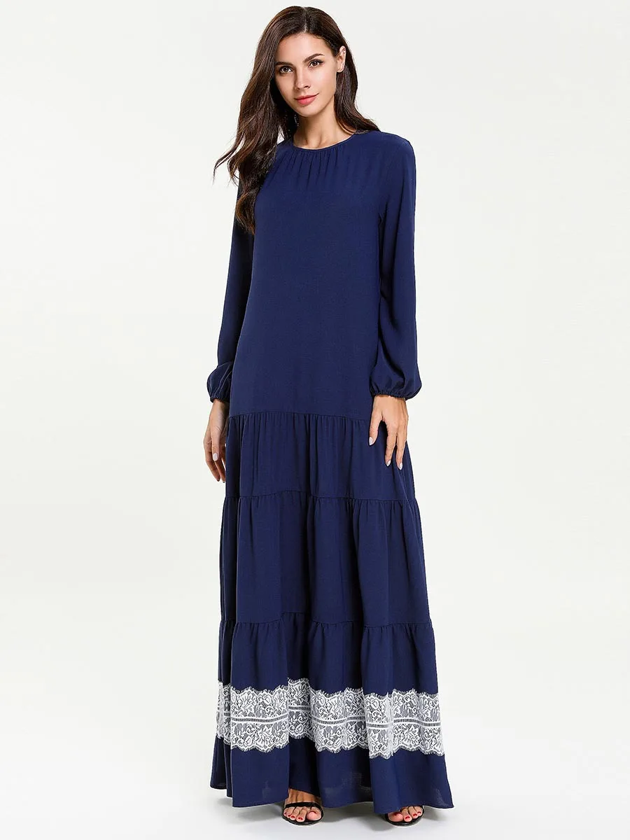 Большие размеры мусульманское платье абайя женское кружевное длинное