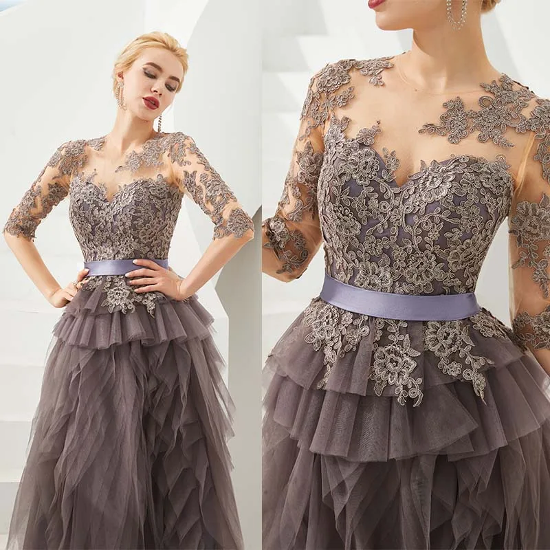 

Robe de soiree Vestido De Madrinha вечернее платье с кружевной аппликацией, платья из многоуровневого тюля, роскошные вечерние платья на выпускной, новинк...