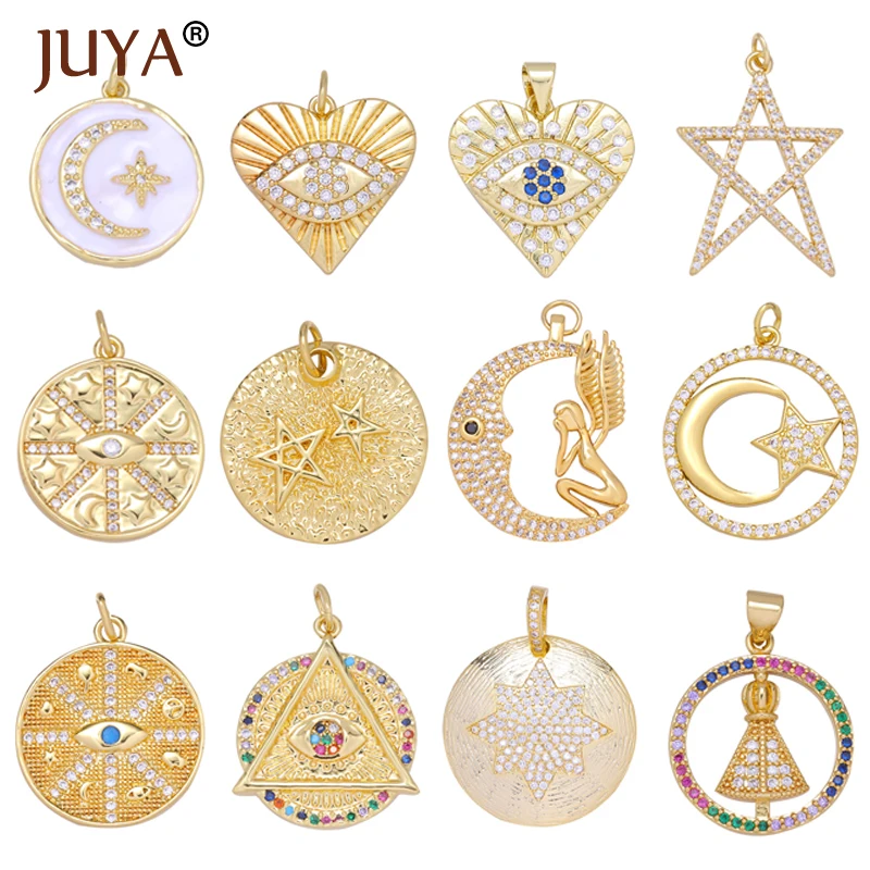 

JUYA Fashion Star Moon Charm Badge Necklace Pendant For Jewelry Making Luxurious Charms Evil Eye Pendants Supplies for Bracelets