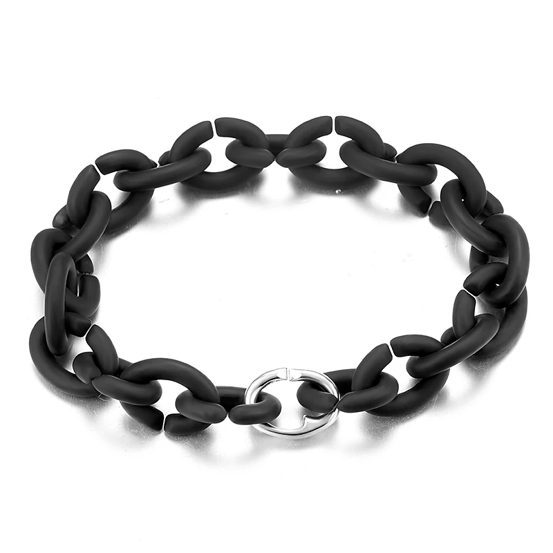 Мужские ювелирные изделия черные круглые бусины твердая резина X браслеты ручной