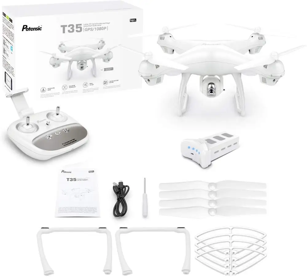 Potensic T35 2,4 ГГц Радиоуправляемый Дрон 1080P Wifi FPV HD камера удержание высоты один ключ возврат/посадка взлет Безголовый Радиоуправляемый квадрокоптер Дрон