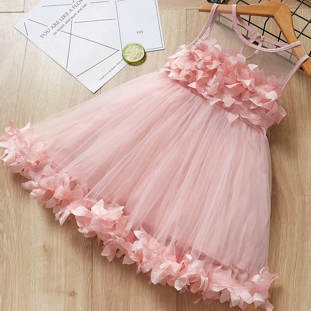 Baby Girls Dresses Sweet Princess Dress White Pink Lace Flower Wedding Birthday Summer Clothing | Детская одежда и обувь