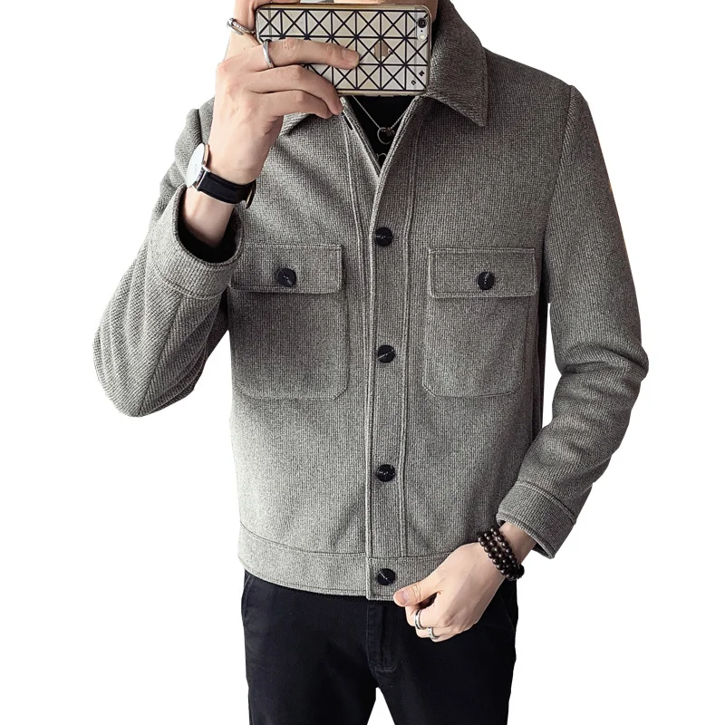 Осень-зима 2022 новое шерстяное пальто мужское кашемировое приталенная шерстяная