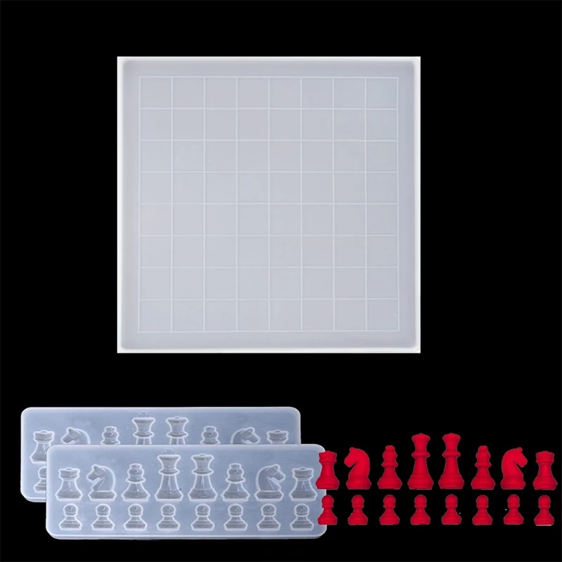 

Chess Board Silicone Resin Mold 2Pcs Chess Silicone Mold for Resin Casting Craft W0YB