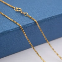 authentic 18k yellow gold necklace women luck square box link chain 45cm 2 2 5g 1 2mmw