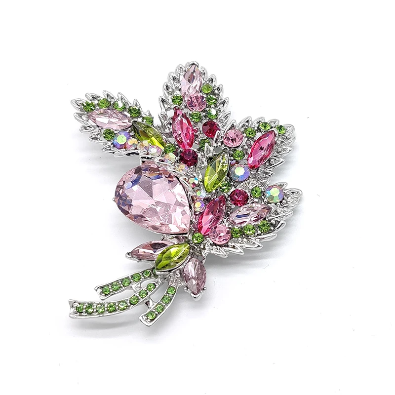 

PD BROOCH 2021 New Exaggerated Zircon Oversized Brooch Clothing Accessories Leaf Shape Corsage Brooch Jewelry Luxury