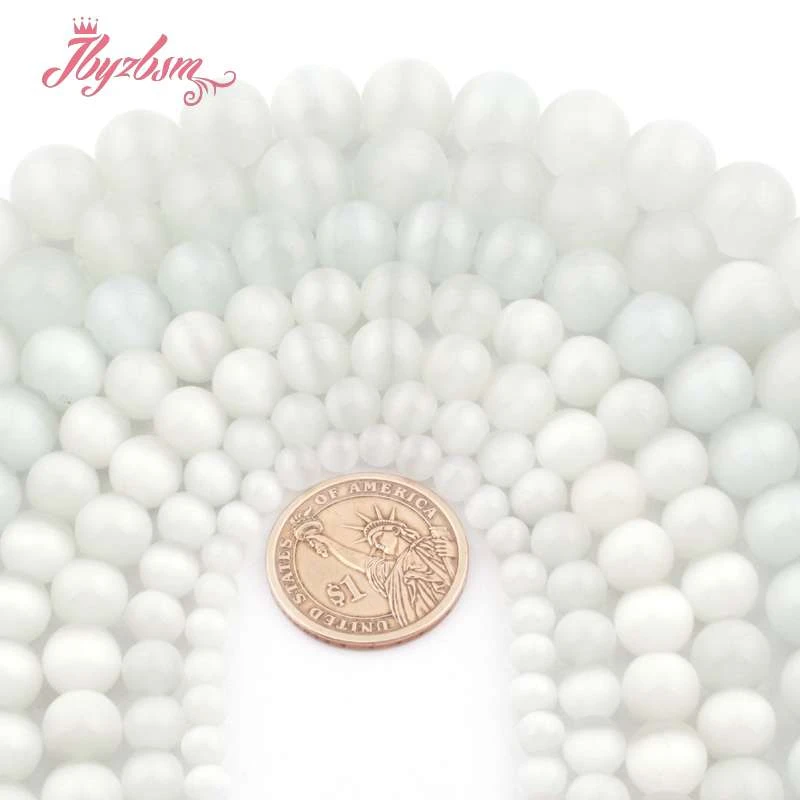 

Smooth White Round Cat Eye Cyrstal Glass Stone Beads 6.8.10.12.14mm for DIY Women Men Necklace Bracelet Jewelry Making 15"