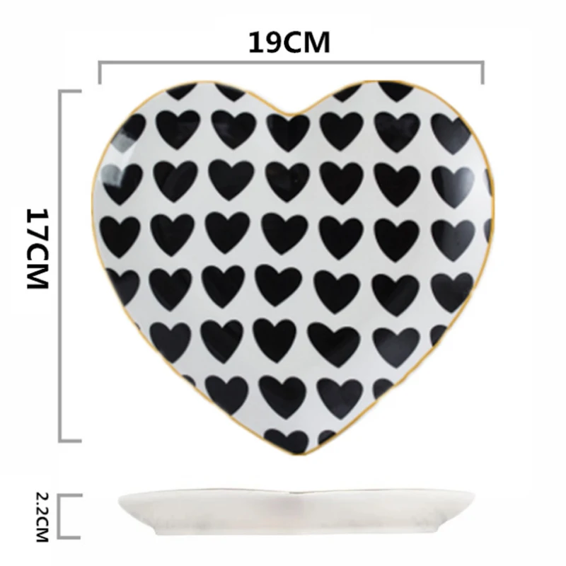 

European Fashion Creative Tableware Heart-shaped Ceramic Dishs Kitchen Storage Tool Geometry Western Dishes Salad Pasta Plates