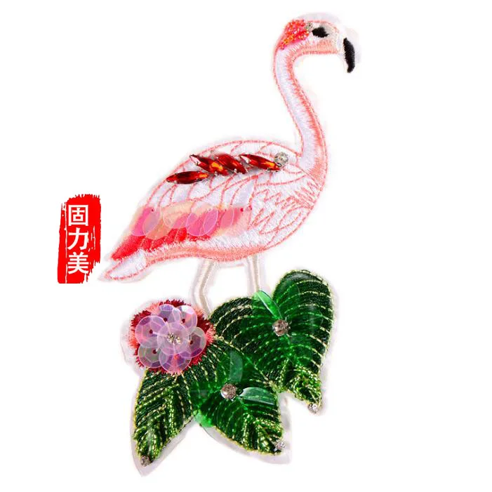 1 пара 2 шт. розовый Фламинго Птица с зелеными оставками и красными цветами Стразы
