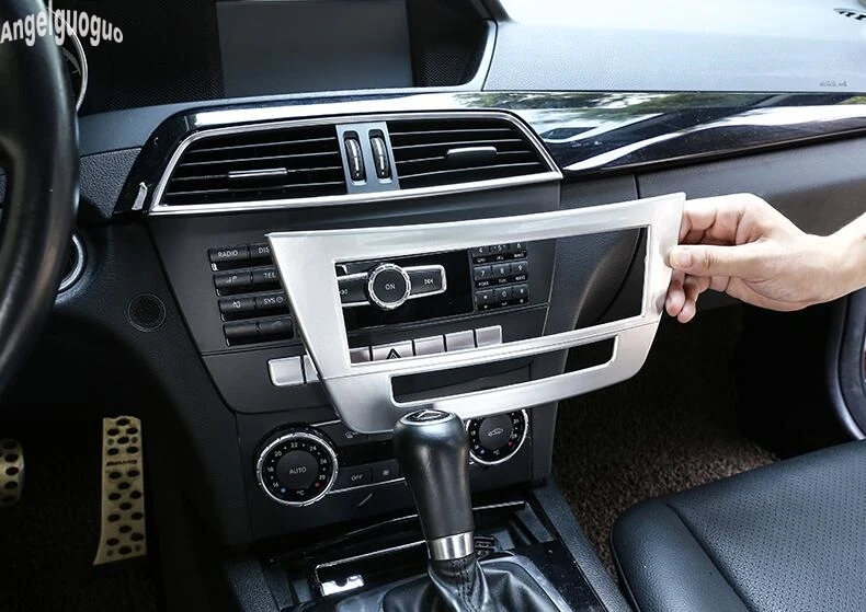 ABS углеродное волокно/хром для Mercedes Benz C class W204 2010-14 Автомобильная центральная консоль CD панель кнопки рамка отделка стикер