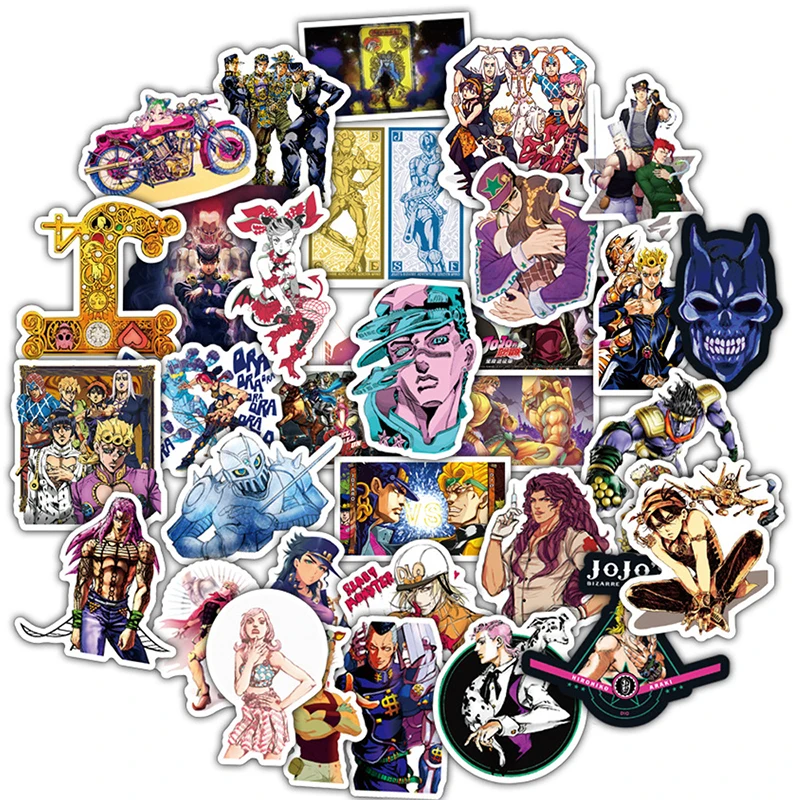 50 шт. JoJos Bizzare Приключения шаржа Pvc AnimeSticker для Чемодан стены автомобиля ноутбук
