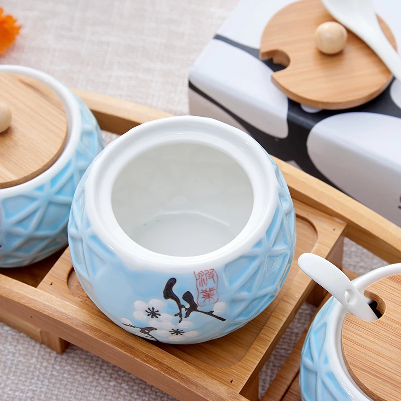 Креативный керамический набор столовых приправ 3 шт. коробочка для в японском