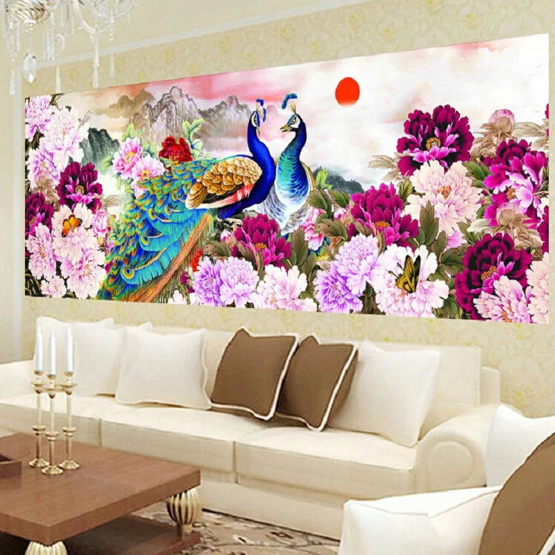PSHINY 5D DIY алмазная живопись Павлин Животные картины с полным дисплеем квадратные