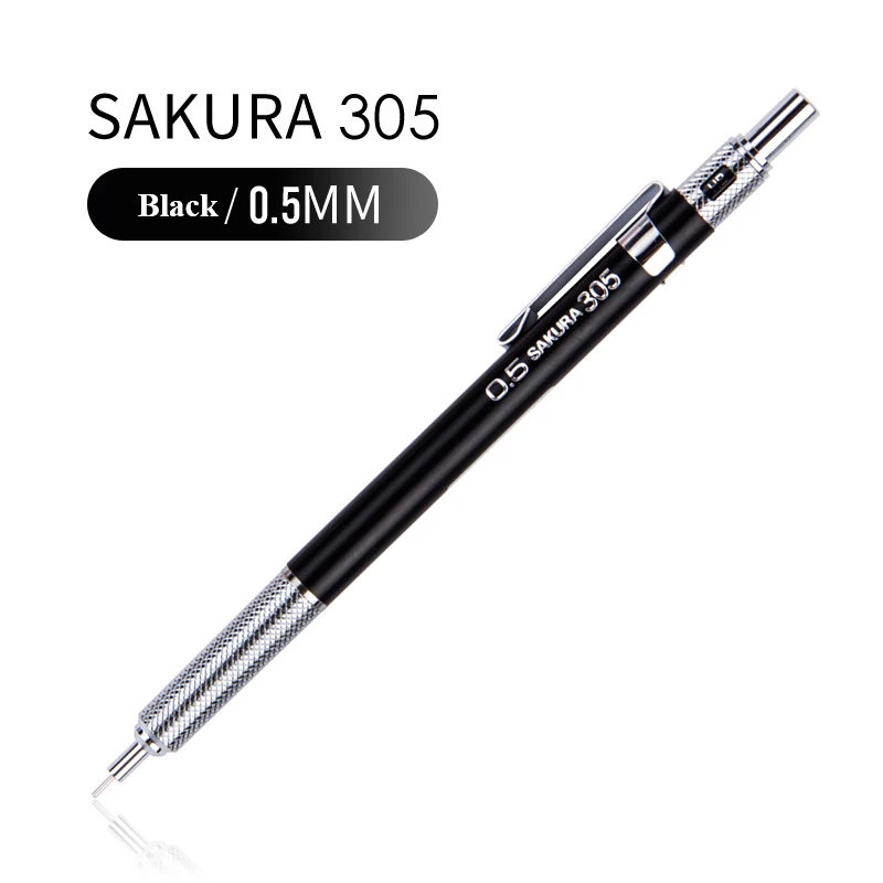 0.5mm Black Сакура металлическая оболочка записывающая Автоматическая Механическая карандаш 0,3/0,5 мм графита разработка школьные офисные принадлежности художественные канцелярские принадлежности XS-30 - Цвет: 0.5mm Black