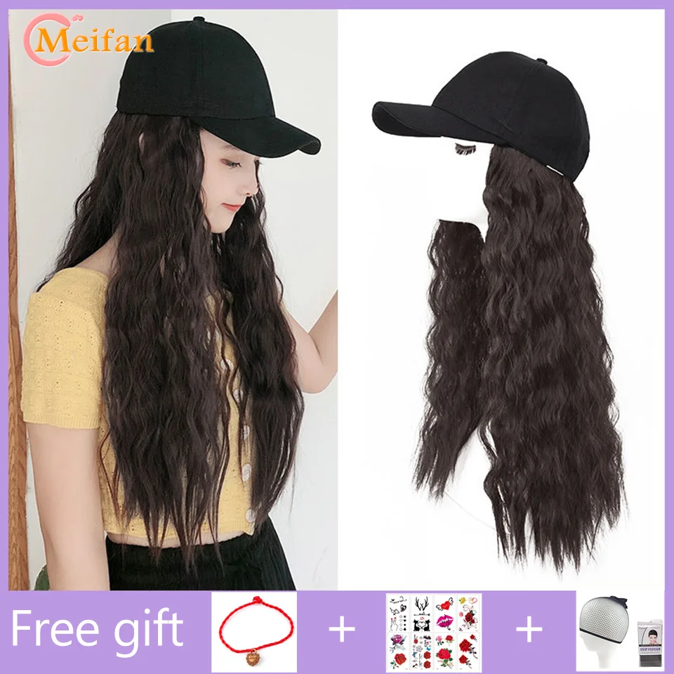 MEIFNA бейсболка парик из синтетических волос черный коричневый цвет длинные