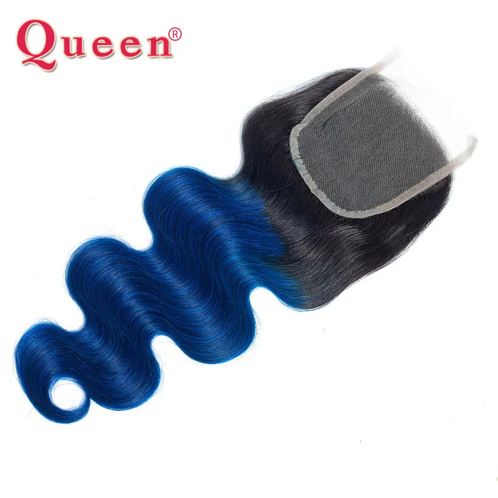 Queen hair Products бразильские волнистые человеческие волосы 3 пучка с кружевной застежкой 1B/синие темные корни два тона Омбре remy волосы