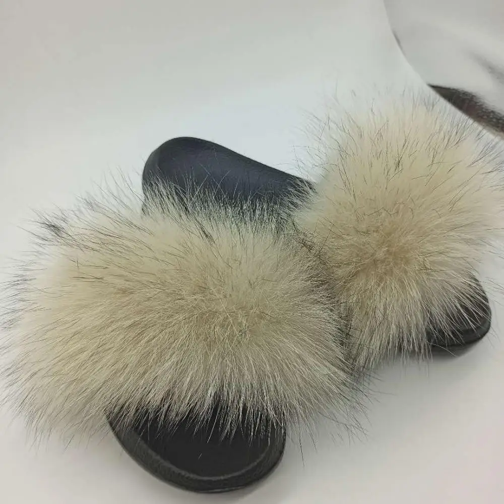 as the picture shows Новые женские тапочки с натуральным лисьим мехом; домашняя меховая обувь; пушистые плюшевые сандалии; мягкие и удобные пикантные вьетнамки из ЭВА; размеры 36-45 - Цвет: as the picture shows